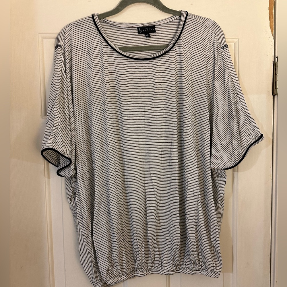 Bobeau elastic waist striped top